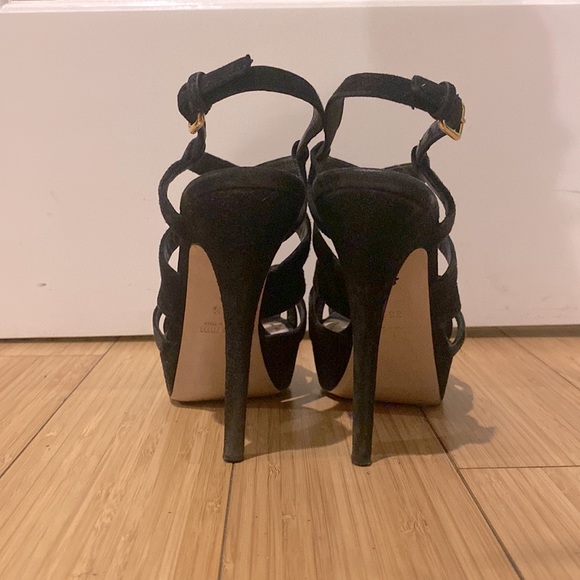 Miu Miu Womens Sandal Stiletto Heels Black Beige Ankle Strap Buckle 36.5 - Picture 3 of 5